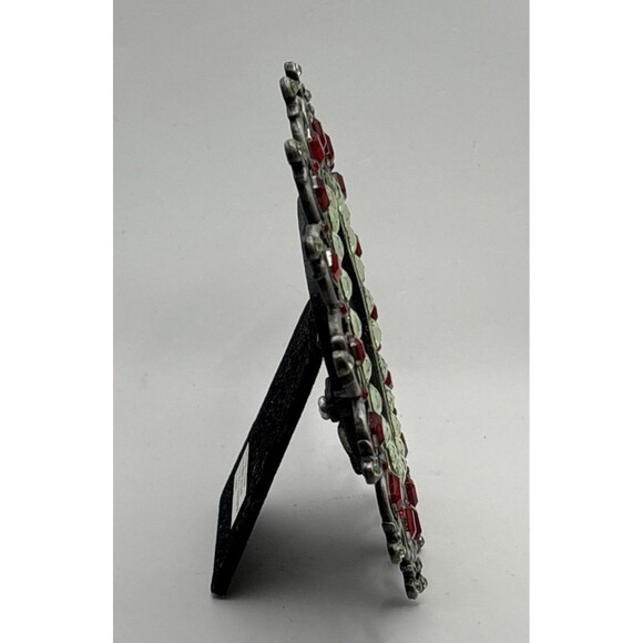 Jeweled Round Picture Frame Holds 2.5X2.5'' Used - Picture 2 of 6